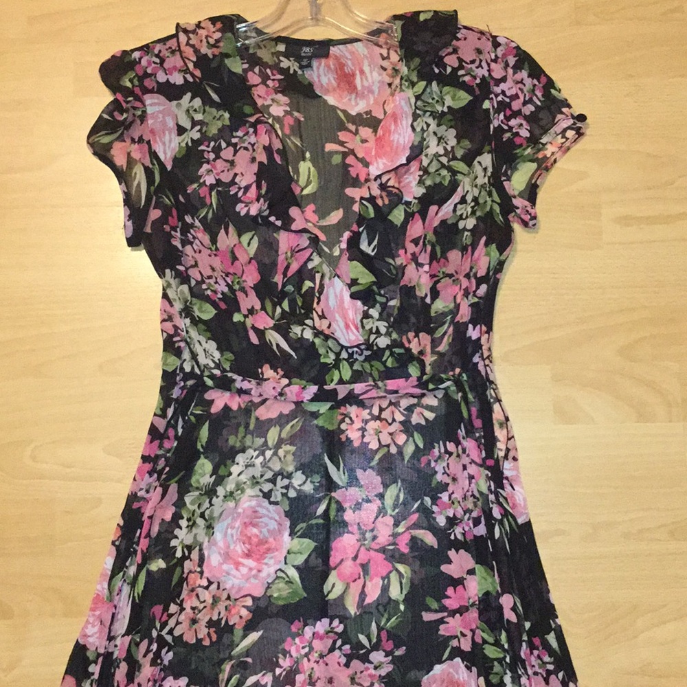 Vintage! RARE! JBS Petite Sheer Floral Wrap Dress 10P